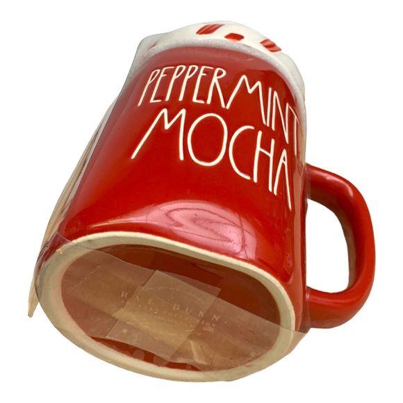 NWT Rae Dunn Peppermint Mocha Mug with Red & White Whip Cream Lid Topper LG - Picture 7 of 8